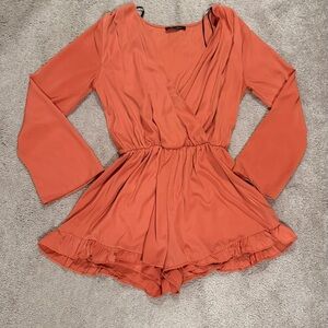 Rust Orange Long Sleeve Romper